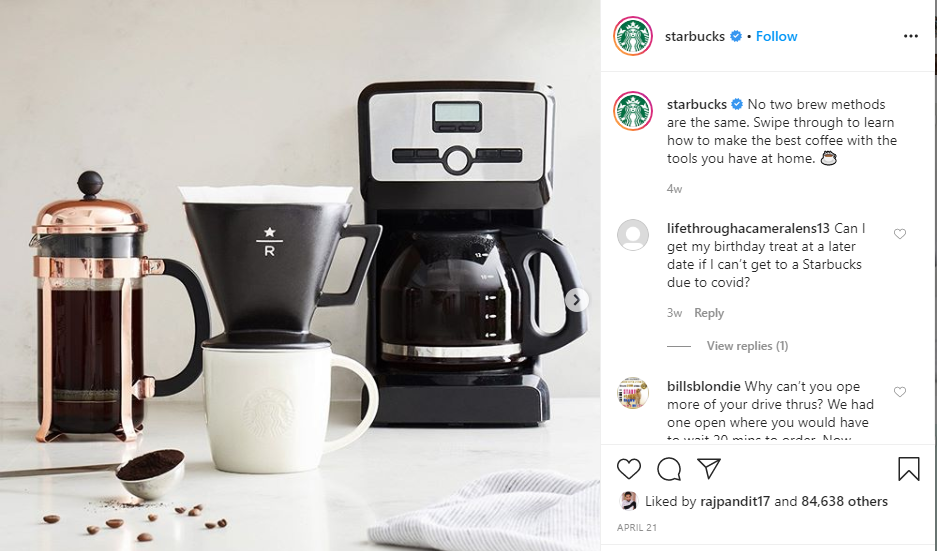 starbucks instagram captions