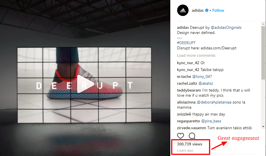 Social media videos featuring products