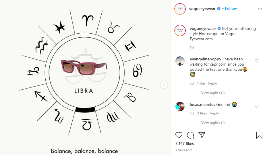 Vogue eyewear social media strategy