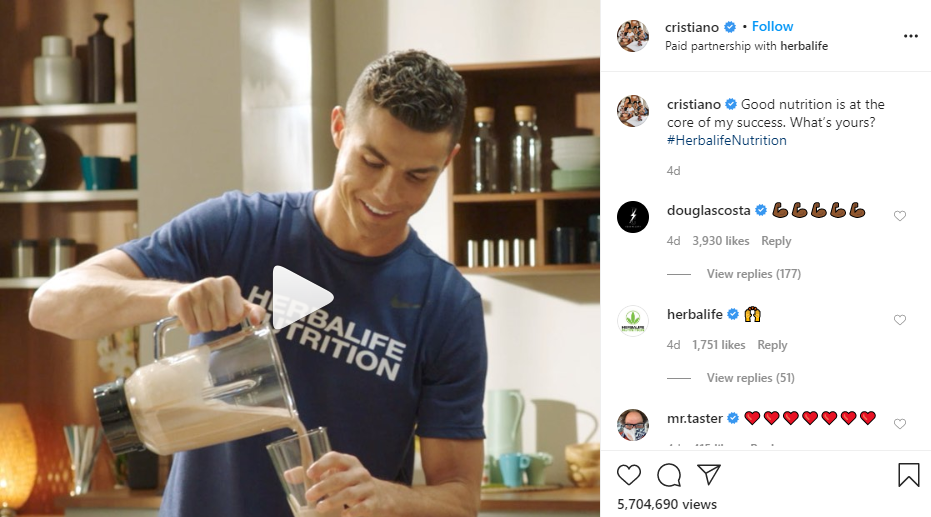 celebrity influencer post