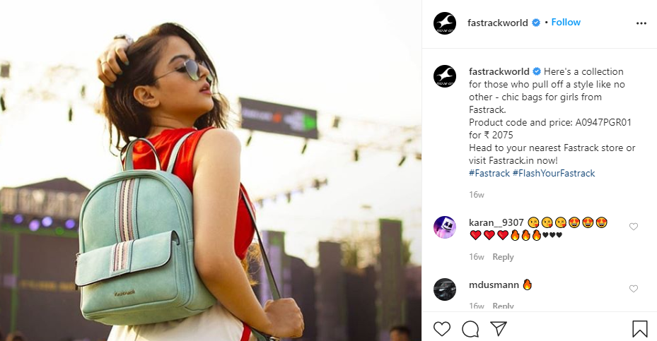 Fastrack Instagram post