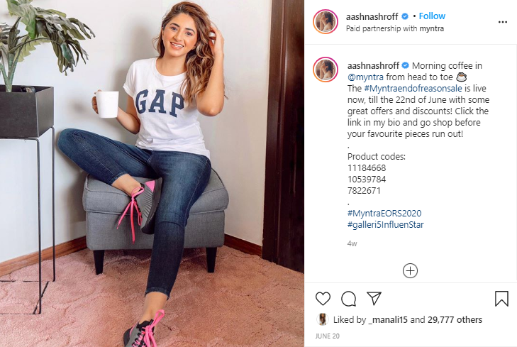 influencer post - aashna shroff