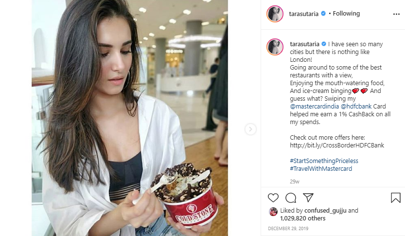 influencer post - tara sutaria