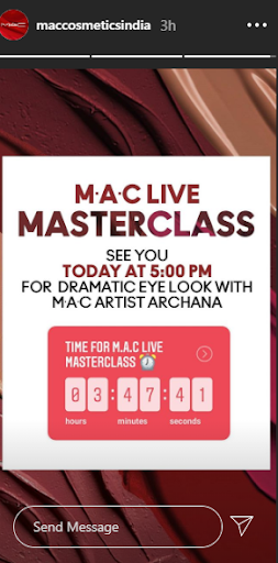Mac cosmetics Instagram story