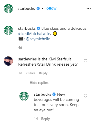 Starbucks Instagram comments