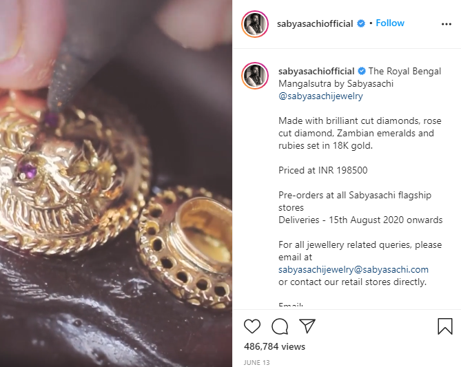 sabyasachi - instagram marketing strategy