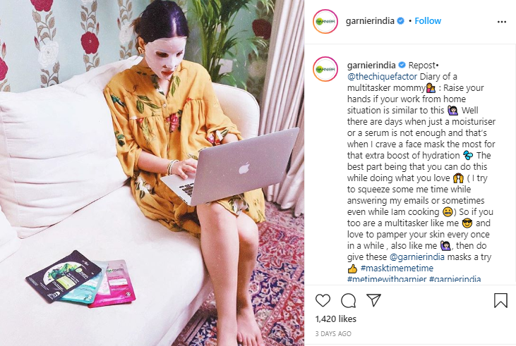 garnier india's influencer post