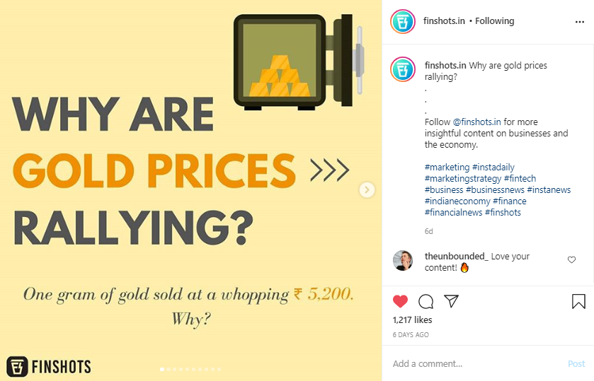 instagram post on finanace