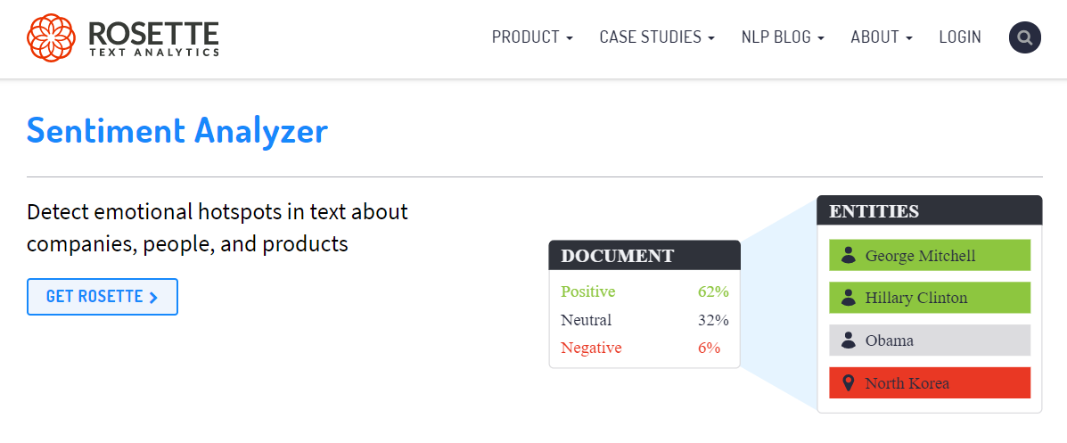 Rosette sentiment analysis tools